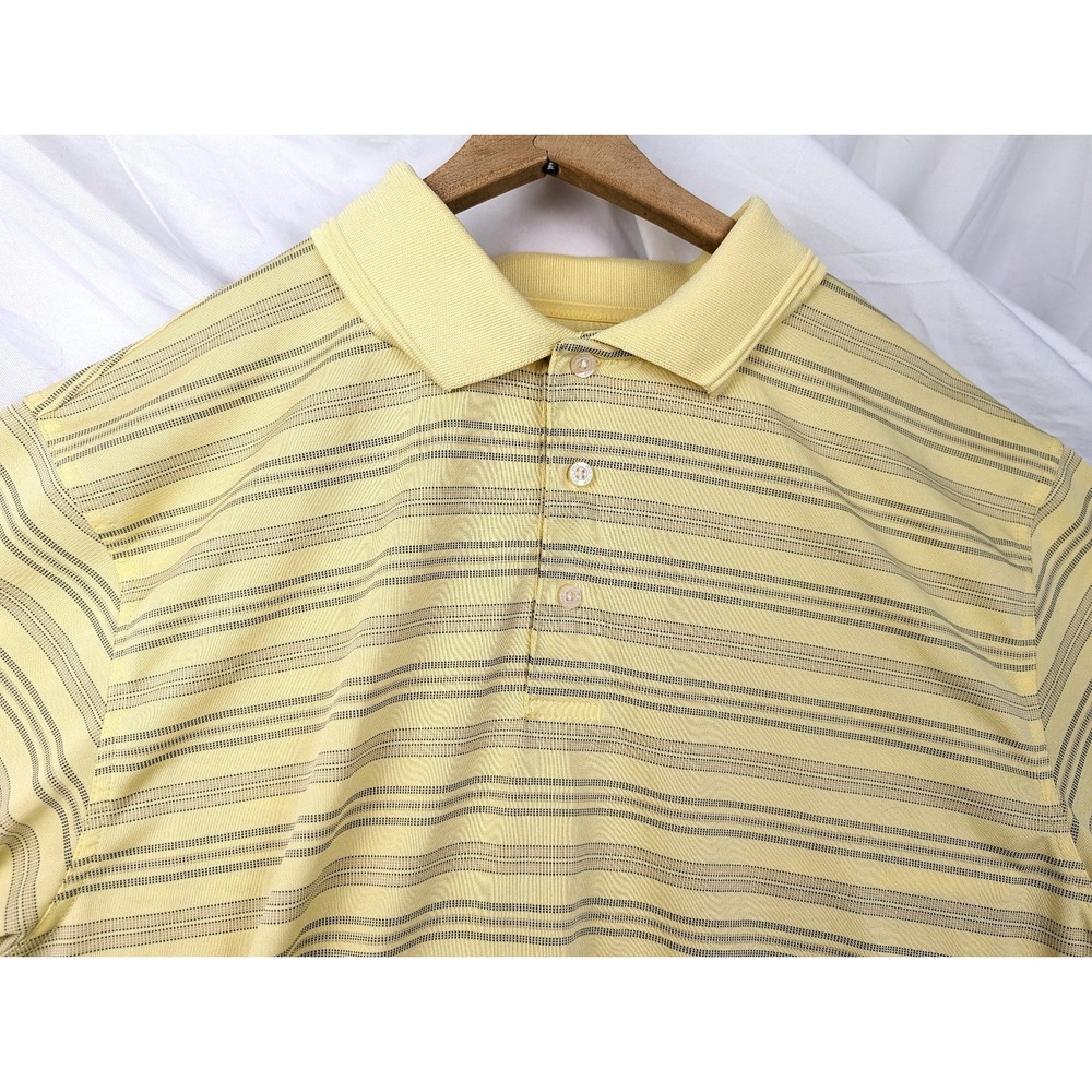 Men's PGA TOUR Yellow With Blue Stripe Golf POLO Shirt Size XL Short Sleeve